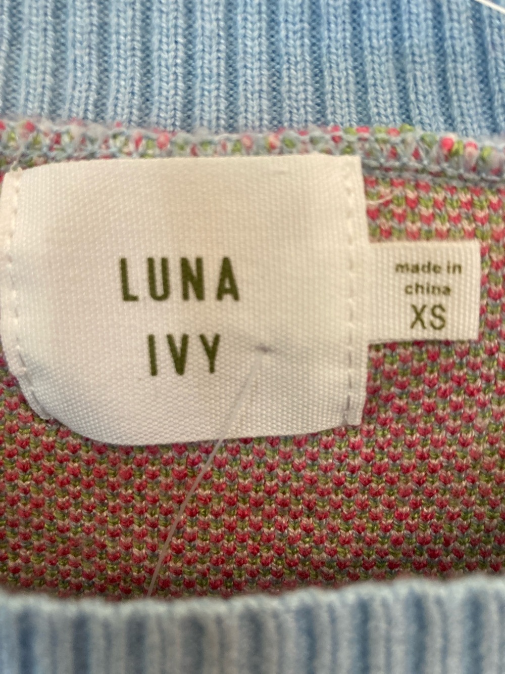 Luna Ivy Blue Strawberry Checker Crewneck Sweater. NWOT - Picture 2 of 7
